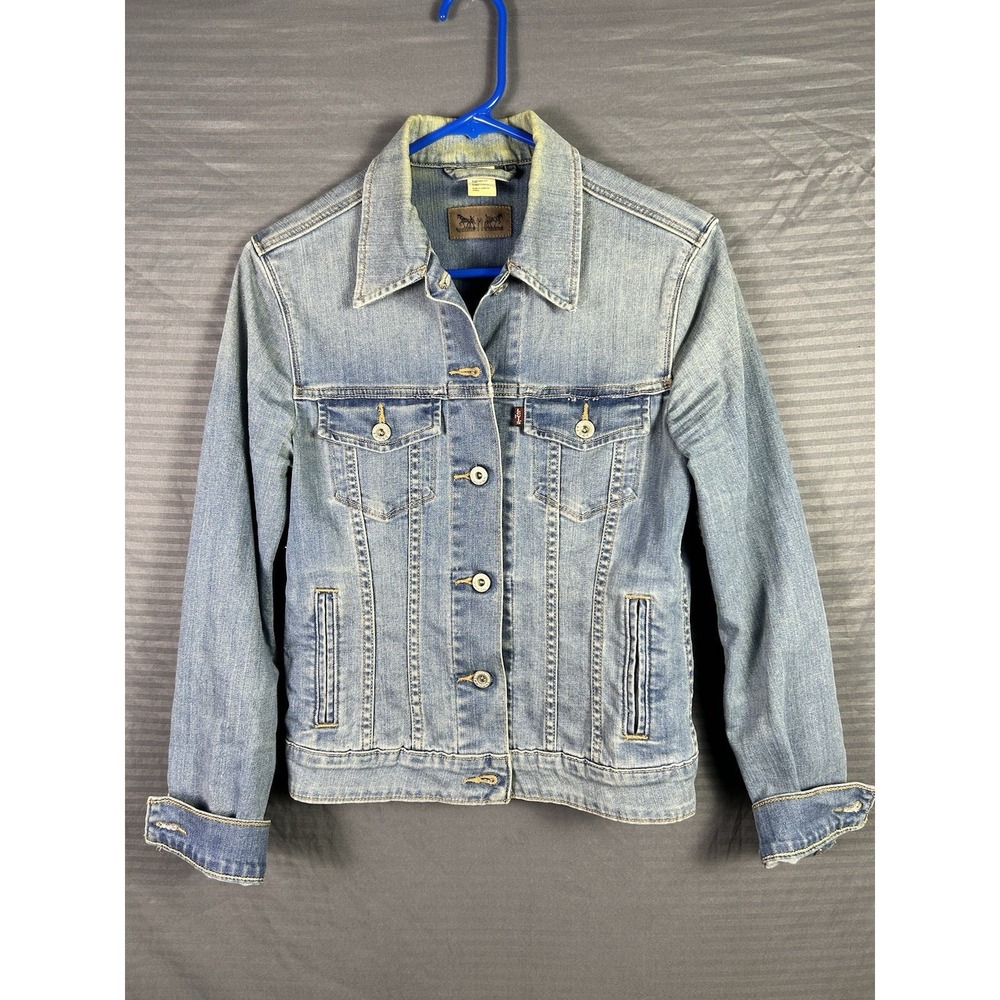 Levi's Women's S Blue‎ Lightweight Long Sleeve Button Jean Jacket Short Casual